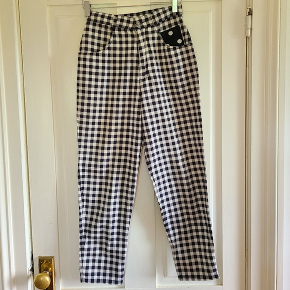 EMANUELLE - High waisted checkered/ polka dot jeans - Picture 9 of 15